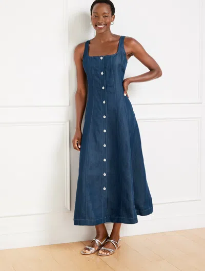 TALBOTS PETITE - SEAM DETAIL FIT & FLARE DRESS - INDIGO - 12 TALBOTS