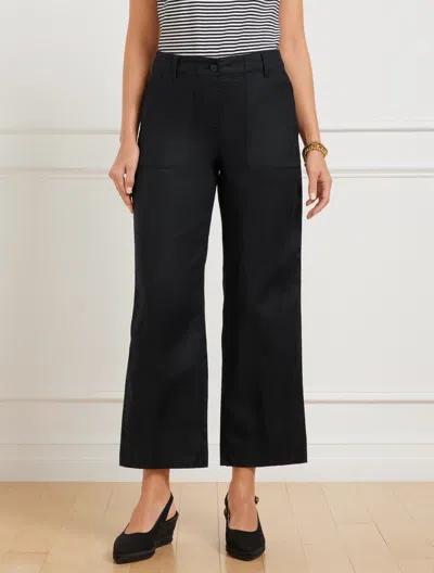 TALBOTS PETITE - STRAIGHT ANKLE WASHED LINEN PANTS - BLACK - 8 TALBOTS
