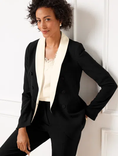TALBOTS PETITE - STRETCH CREPE BLAZER - BLACK - 8 TALBOTS