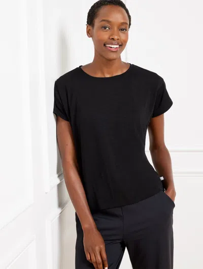 TALBOTS PETITE - SUPERSOFT SLUB CREWNECK T-SHIRT - BLACK - XL TALBOTS