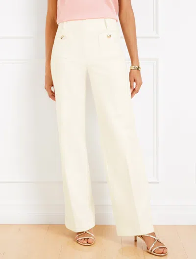 TALBOTS PETITE - TEXTURED COTTON WIDE LEG PANTS - IVORY - 16 TALBOTS