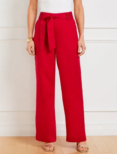 TALBOTS PETITE - WIDE LEG PULL-ON PANTS - RED - LARGE TALBOTS