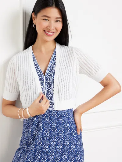 TALBOTS PLUS EXCLUSIVE OPEN STITCH SHRUG - WHITE - 1X TALBOTS