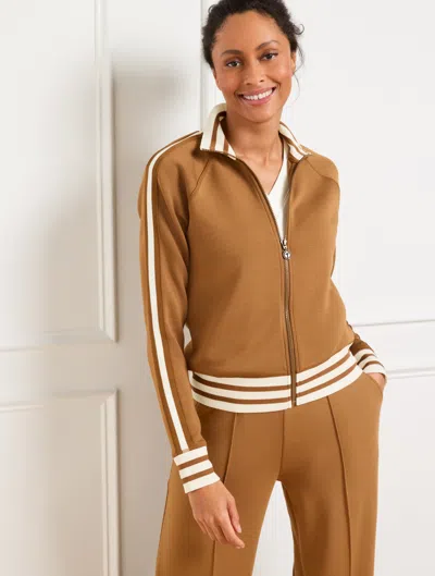TALBOTS PLUS PETITE - AIRKNIT STRETCH FULL-ZIP TRACK JACKET - TOFFEE BROWN - X TALBOTS
