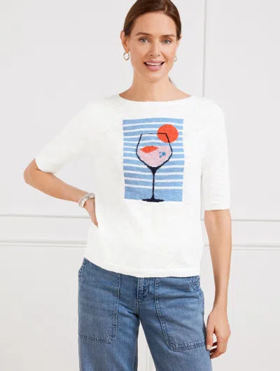 TALBOTS PLUS PETITE - BOATNECK PULLOVER SWEATER - COCKTAIL - WHITE - X TALBOTS