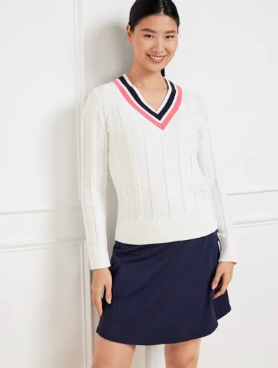 TALBOTS PLUS PETITE - COOLMAXÂ® V-NECK SWEATER - WHITE - 2X TALBOTS