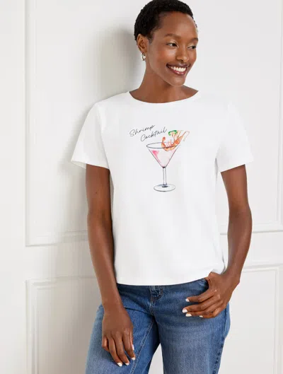 TALBOTS PLUS PETITE - CREWNECK T-SHIRT - SHRIMP COCKTAIL - WHITE - 2X TALBOTS