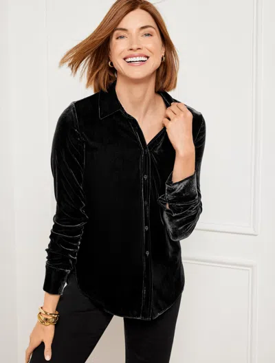 TALBOTS PLUS PETITE - EFFORTLESS VELVET CLASSIC FIT BUTTON FRONT SHIRT - BLACK - 3X TALBOTS