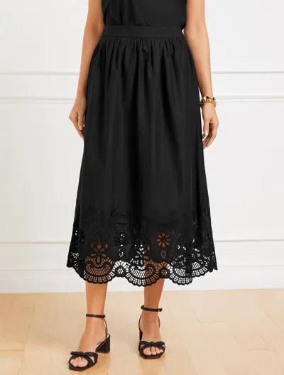 TALBOTS PLUS PETITE - EMBROIDERED POPLIN FIT & FLARE SKIRT - BLACK - 16 - 100% COTTON TALBOTS