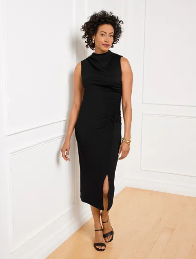 TALBOTS PLUS PETITE - GATHERED COWL-NECK PONTE MIDI DRESS - BLACK - 22 TALBOTS