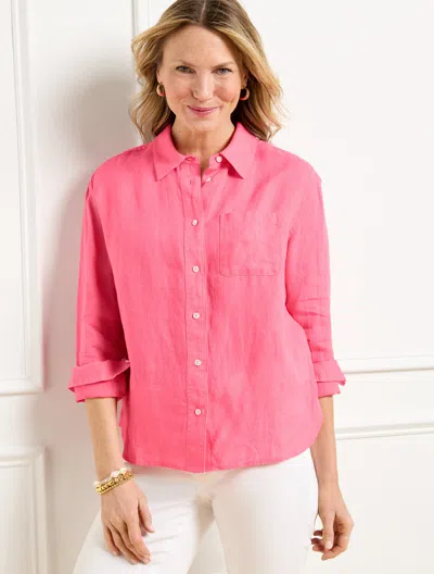 TALBOTS PLUS PETITE - LINEN SHIRT - CAMELLIA ROSE - 1X TALBOTS