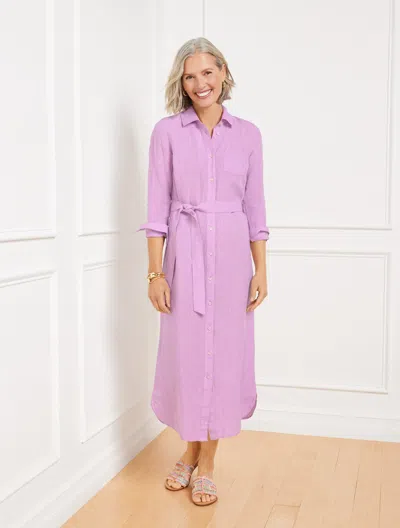 TALBOTS PLUS PETITE - CROSS DYED LINEN SHIRTDRESS - LAVENDER - LAVENDER/WHTIE - 1X TALBOTS