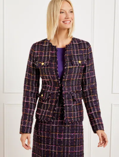 TALBOTS PLUS PETITE - MIDNIGHT SPARKLE TWEED JACKET - PURPLE/GOLD - 18 TALBOTS