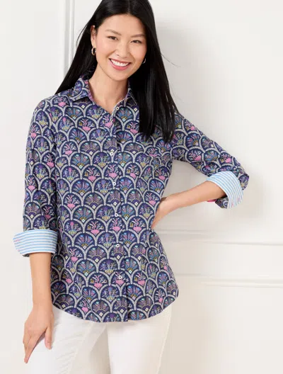 TALBOTS PLUS PETITE - MODERN CLASSIC SHIRT - SCALLOPED FLORAL - INK - 3X TALBOTS