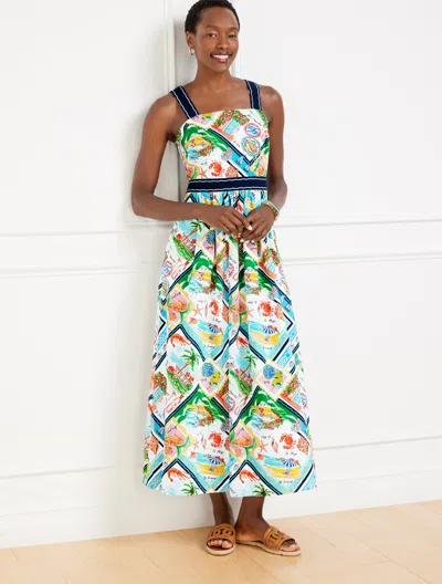 TALBOTS PLUS PETITE - MODERN POPLIN FIT & FLARE DRESS - SUMMER VISTA - WHITE - 22 - 100% COTTON TALBOTS