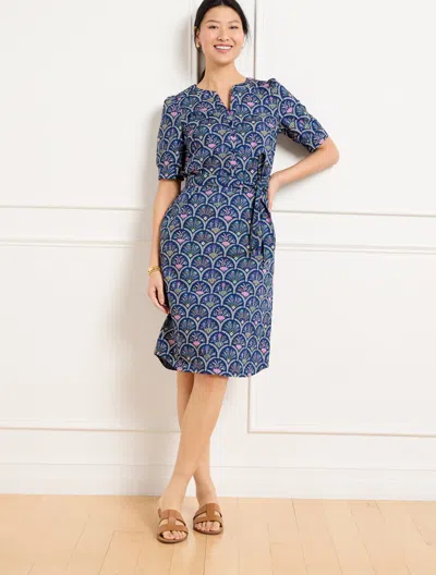 TALBOTS PLUS PETITE - MODERN POPLIN SHIRTDRESS - SCALLOPED FLORAL - INK - 3X - 100% COTTON TALBOTS