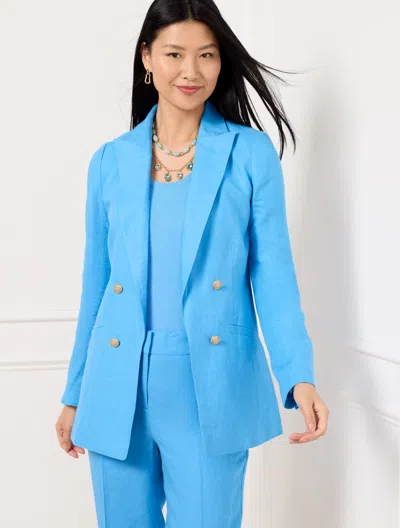 TALBOTS PLUS PETITE - NO CLOSE LINEN BLAZER - LAKESIDE BLUE - 22 TALBOTS