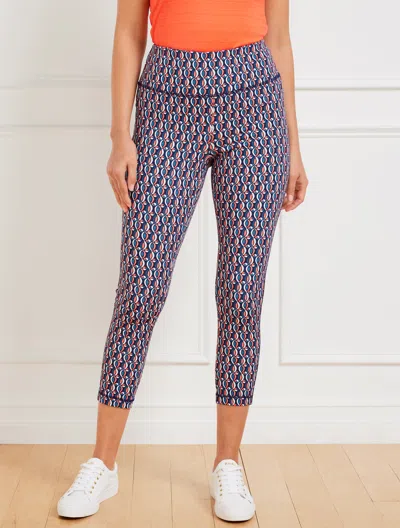 TALBOTS PLUS PETITE - PERFORMANCE INTERLOCK CAPRI LEGGINGS - PINWHEEL GEO - INK - 3X TALBOTS