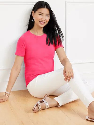 TALBOTS PLUS PETITE - PIMA COTTON CREWNECK T-SHIRT - RASPBERRY - 2X TALBOTS