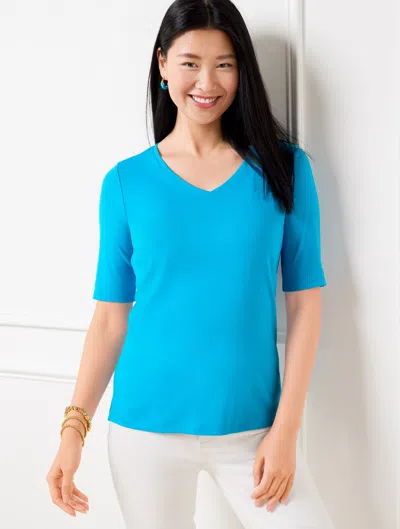 TALBOTS PLUS PETITE - PIMA COTTON V-NECK T-SHIRT - DEEP SEA BLUE - 3X TALBOTS