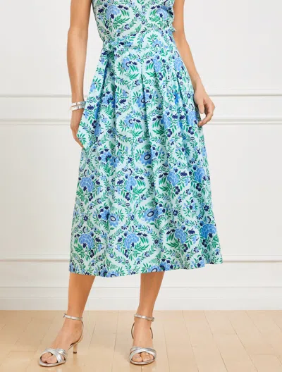 TALBOTS PLUS PETITE - PIPER PLEATED SKIRT - EXQUISITE FLORAL - BLUE ICE - 20 - 100% COTTON TALBOTS