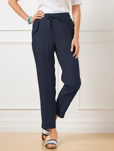 TALBOTS PLUS PETITE - PULL-ON WASHED LINEN JOGGER PANTS - BLUE - 2X TALBOTS