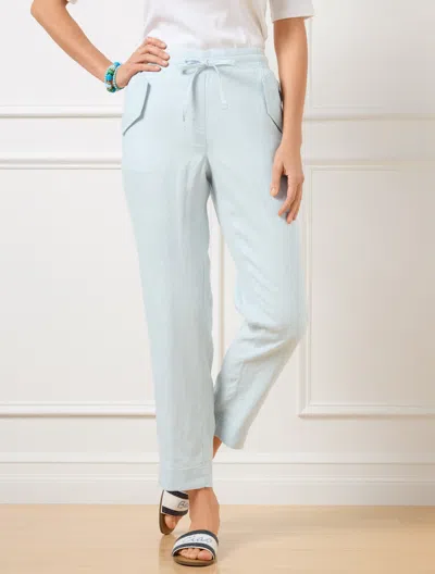 TALBOTS PLUS PETITE - PULL-ON WASHED LINEN JOGGER PANTS - SOFT BLUE - X TALBOTS