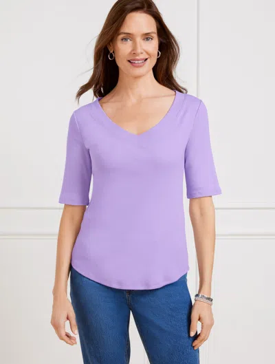 TALBOTS PLUS PETITE - RIBBED V-NECK T-SHIRT - SPRING LILAC - 3X TALBOTS