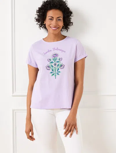 TALBOTS PLUS PETITE - ROLL SLEEVE CREWNECK T-SHIRT - BOTANICAL - THISTLE - 1X TALBOTS