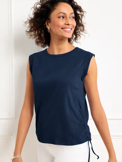 TALBOTS PLUS PETITE - RUCHED CREWNECK T-SHIRT - BLUE - 3X TALBOTS
