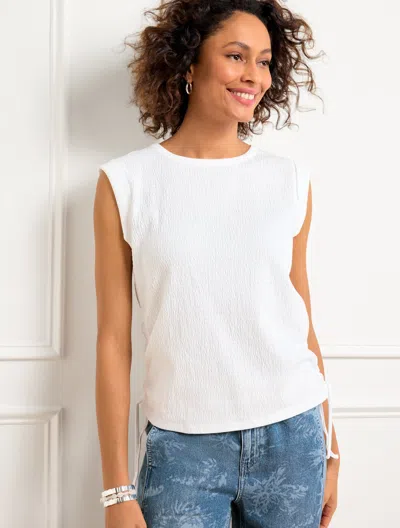 TALBOTS PLUS PETITE - RUCHED CREWNECK T-SHIRT - WHITE - 3X TALBOTS