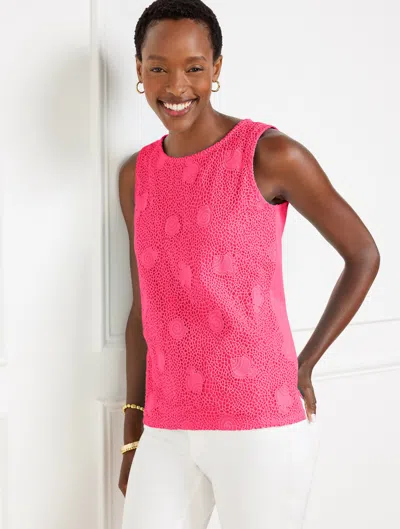 TALBOTS PLUS PETITE - SEALIFE LACE TANK TOP - RASPBERRY - 2X - 100% COTTON TALBOTS