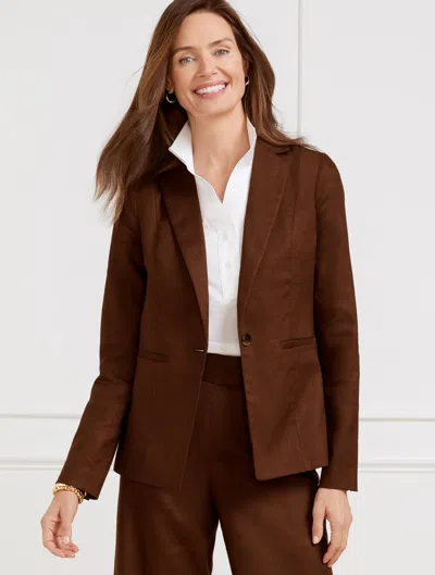 TALBOTS PLUS PETITE - LINEN BLEND BLAZER - DARK WALNUT - 22 TALBOTS