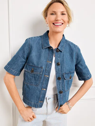 TALBOTS PLUS PETITE - SHORT SLEEVE JEAN JACKET - LUCIA WASH - 1X TALBOTS