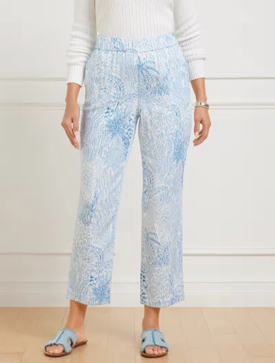 TALBOTS PLUS PETITE - SLIM LEG CROP PANTS - BLISSFUL MEADOW - ROYAL BLUE/LAKESIDE BLUE - 1X TALBOTS