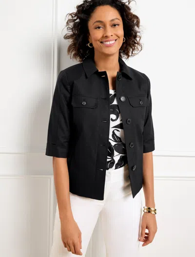 TALBOTS PLUS PETITE - SLUB TWILL JACKET - BLACK - 16 TALBOTS
