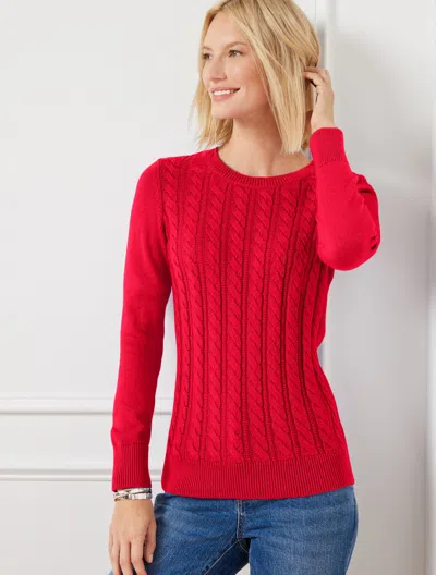 TALBOTS PLUS PETITE - SOFT CABLE KNIT CREWNECK SWEATER - RED - 2X TALBOTS