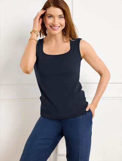 TALBOTS PLUS PETITE - SQUARE NECK TANK TOP - BLUE - 3X TALBOTS