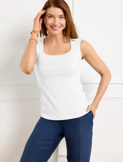 TALBOTS PLUS PETITE - SQUARE NECK TANK TOP - WHITE - 2X TALBOTS