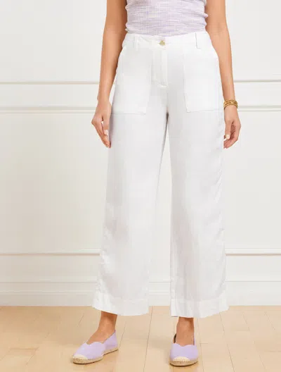 TALBOTS PLUS PETITE - STRAIGHT ANKLE WASHED LINEN PANTS - WHITE - 20 TALBOTS