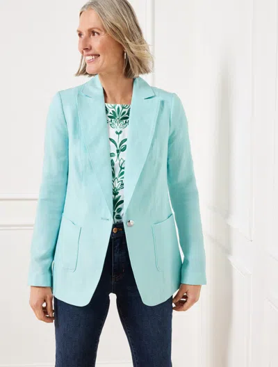 TALBOTS PLUS PETITE - TAILORED SEAMING LINEN BLAZER - BLUE ICE - 20 TALBOTS