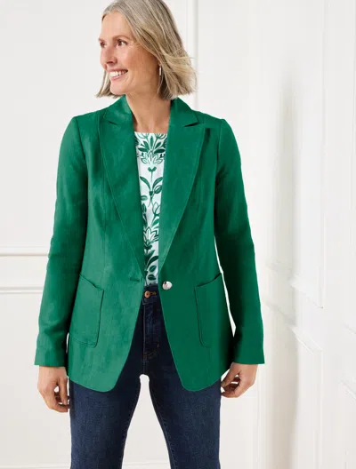 TALBOTS PLUS PETITE - TAILORED SEAMING LINEN BLAZER - HERITAGE GREEN - 22 TALBOTS