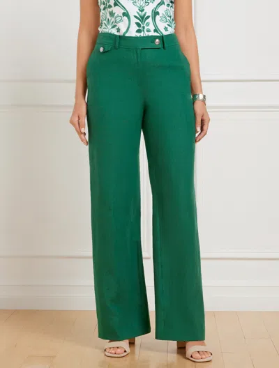 TALBOTS PLUS PETITE - TALBOTS GREENWICH WIDE LEG LINEN PANTS - HERITAGE GREEN - 18