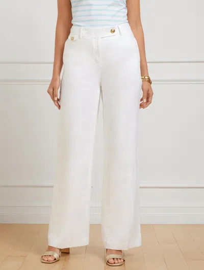 TALBOTS PLUS PETITE - TALBOTS GREENWICH WIDE LEG LINEN PANTS - WHITE - 14