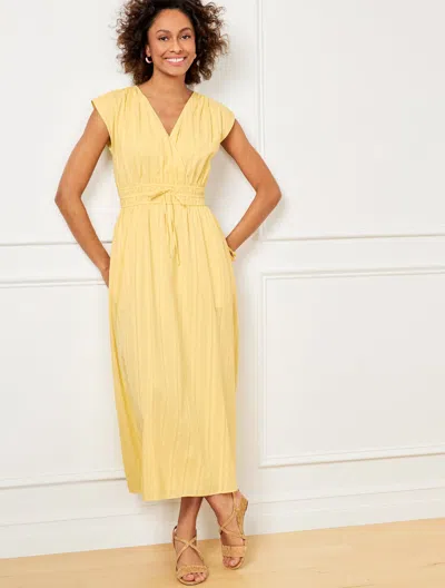 TALBOTS PLUS PETITE - V-NECK MIDI DRESS - CORNSILK - 16 - 100% COTTON TALBOTS