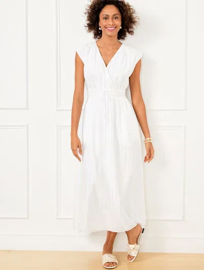 TALBOTS PLUS PETITE - V-NECK MIDI DRESS - WHITE - 22 - 100% COTTON TALBOTS
