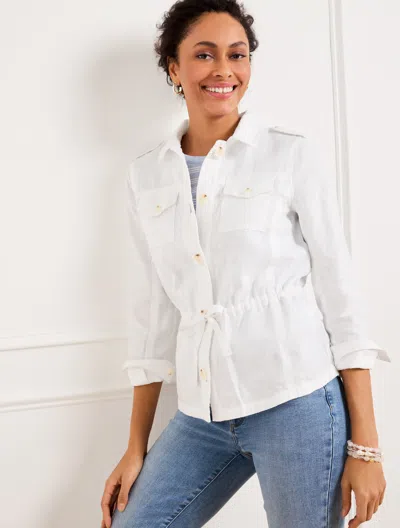 TALBOTS PLUS PETITE - WASHED LINEN SHIRT JACKET - WHITE - 2X TALBOTS