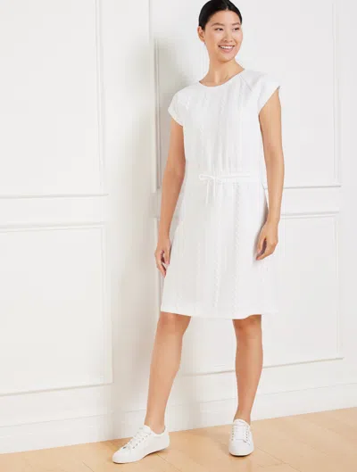 TALBOTS PETITE - CREWNECK T-SHIRT DRESS - CABLE JACQUARD - WHITE - XL TALBOTS