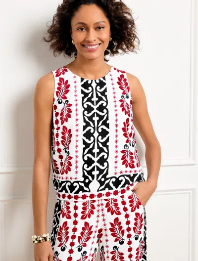 TALBOTS PLUS PETITE - GEOMETRIC PALM SHELL SWEATER - WHITE/BLACK - 3X TALBOTS