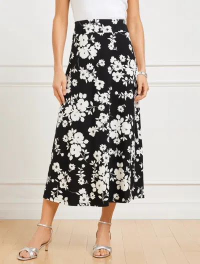 TALBOTS PLUS SIZE - JERSEY MIDI SKIRT - SHADOW PETALS - BLACK/IVORY - 3X TALBOTS